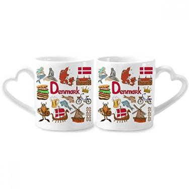 Imagem de Dinamarca Landscap Animais Bandeira Nacional Casal Caneca Conjunto Cerâmica Amante Copo Punho Coração