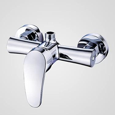 Imagem de LIDON Torneiras de chuveiro e cabeça de chuveiro montada na parede torneira da pia do banheiro torneiras de chuveiro para banheiro torneira de chuveiro de alavanca única latão torneira de banheiro montada na parede G1/2", cromo B (cor: cromo B)