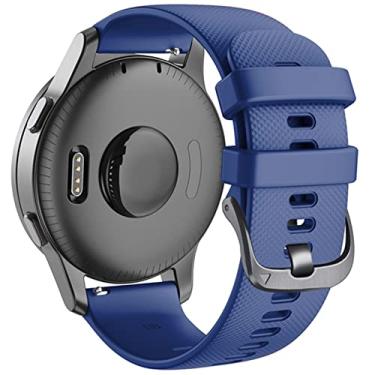 Imagem de HAZELS Pulseira de silicone para Garmin Vivoactive 4 4S Forerunner 245 645 Vivoactive 3 Pulseira inteligente 18 20 22mm Pulseira (Cor: Azul escuro, Tamanho: 18mm Vivoactive 4S)