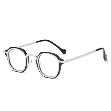 Imagem de Óculos de sol quadrado pequeno retrô para homens, óculos de sol vintage para mulheres, óculos leves, preto prateado, com uma caixa