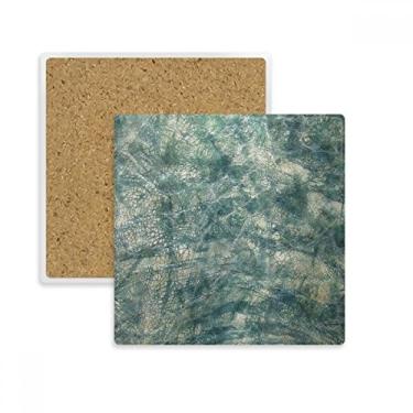 Imagem de Porta-copos quadrado textura de pele de couro azul escuro tapete para caneca subplaca suporte isolamento pedra