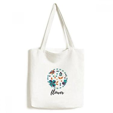 Imagem de Bolsa de lona com tinta vegetal de pixel flor bolsa de compras casual bolsa de mão
