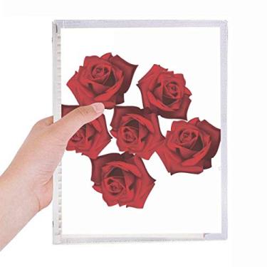 Imagem de Caderno de plantas com flores de rosas vermelhas e folhas soltas diário recarregável