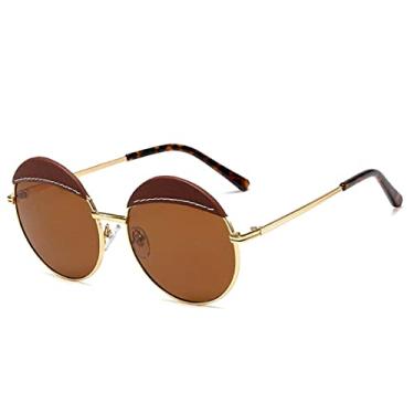 Imagem de Óculos de Sol Feminino Redondo Estilo Steampunk Moda Fashion FENCHI com Proteção Uv400 (C2)