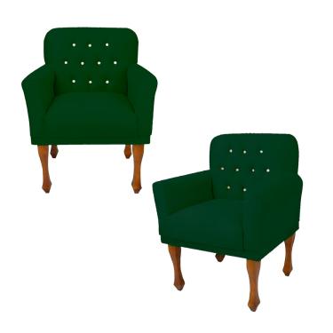 Imagem de Jogo 2 Cadeira Poltrona Decorativa Sala Quarto Closet Anitta Suede Verde LM DECOR