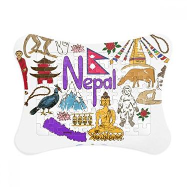 Imagem de Nepal Love Heart Landscap Moldura de quebra-cabeça de bandeira nacional Decoração de imagem Enfeite de jogo de quebra-cabeça