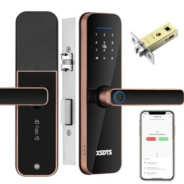Imagem de Fechadura Digital Inteligente Smart Lock Campainha Eletrônica de Embutir Desbloqueio por Biometria, Senha, Cartão, Chave e Remotamente pelo App Tuya Wifi -Do Brasil (Ouro, 22x240(4585))