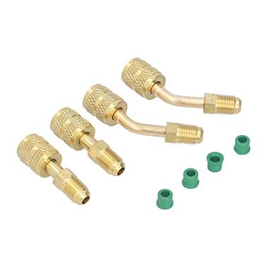Imagem de AYNEFY Adaptador 1/4SAE para 5/16SAE, cabeça de conversão, adaptador de carregamento de refrigerante para redutor R410, ferramentas de flúor, mini de divisão, 4 peças,