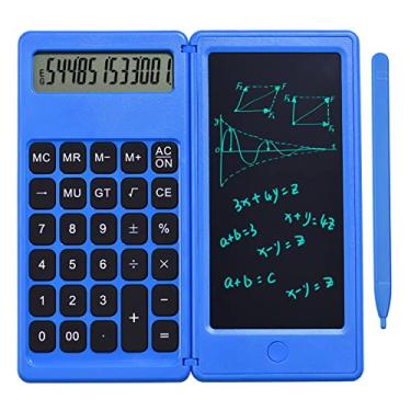 Imagem de Calculadora dobrável e tablet de escrita LCD de 6 polegadas Bloco de desenho digital Tela de 12 dígitos com botão de apagamento de caneta Stylus para escritório doméstico