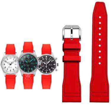 Imagem de DFAMIN Para IWC Fluoro Rubber Watch Strap Quick Release Pilot AMG Petronas F1 Team Pulseira Esportiva Impermeável Pulseira de Relógio 20mm 21mm 22mm (Cor: Vermelho-Prata A, Tamanho: 20mm)