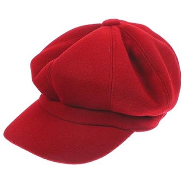 Imagem de Holibanna Chapéus Femininos 1 Unidade boina chapéu de lã boné pontiagudo chapéu de outono boné octogonal chapéus gorro de lã sombra chapéu octogonal chapéu pontudo Senhorita vermelho