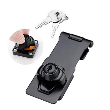 Imagem de Trava de 3 mm engrossada resistente ferrolho de segurança para porta dupla, janela, celeiro, armário, gaveta, armário, garagem, aço inoxidável, níquel escovado (7,6 cm - 1 peça)