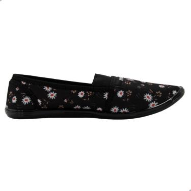 Imagem de Sapatilha Moleca Brim Flores Preto