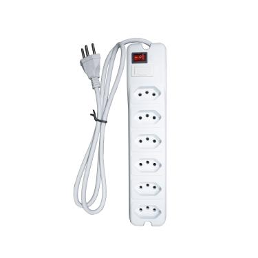Imagem de Filtro de Linha NTC 10A 6 Tomadas Entrada/Saída Bivolt Cabo 0,80cm - Branco