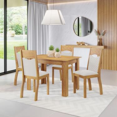 Imagem de Mesa de Jantar Retangular Carmim Com 4 Cadeiras Pietra Cobre/V.marfim - Casa Giulia