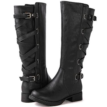 Imagem de GLOBALWIN Botas femininas acolchoadas na altura do joelho com tiras para mulheres, 21yy10 Preto 3, 41