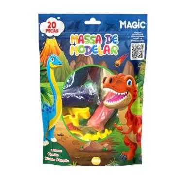 Imagem de Massinha de modelar 12 cores 6 moldes 2 itens - Dinossauros