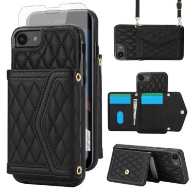 Imagem de Capa de celular para iPhone 7/8/SE 2020/2022 carteira com protetor de tela, suporte para cartão com bloqueio de RFID, alça transversal para iPhone7, iPhone8, 7s, 8s, SE2020, SE2022, 2, 3ª geração,