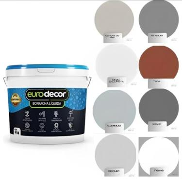Imagem de Borracha Líquida Eurodecor Tinta Impermeabilizante Flexível Versátil Resistente 4 KGs (ALUMINIUM)