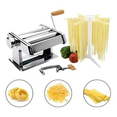Imagem de Maquina Massa Macarrão Lasanha Cilindro Aço Inox Caseira - ZEM