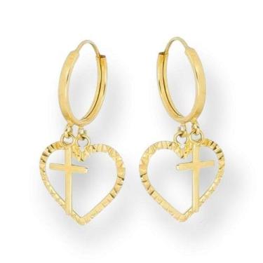 Imagem de Brinco De Ouro 18k Argola Com Pingentes - Elegancy Joias
