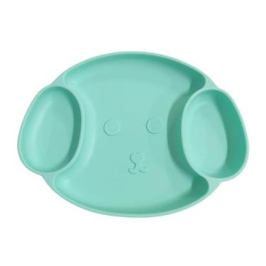 Imagem de Prato Silicone Ursinho Interativo Educativo Infantil Bebê com Divisóri