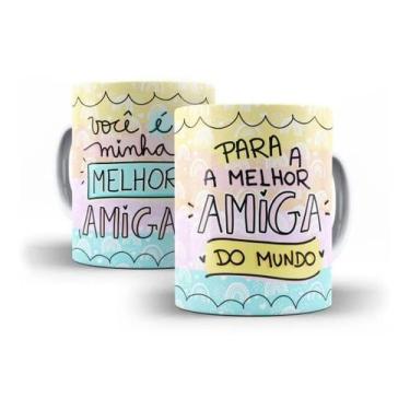 Imagem de Caneca Porcelana Amizade Para Melhor Amiga Do Mundo - Villa Caneca