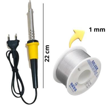 Imagem de Kit Ferro De Solda Soldar Soldador 220v 40w ou 60w Com Rolo de Estanho