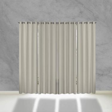 Imagem de Cortina Blackout de PVC 5,60m x 2,30m Bege para Varão Simples - Feffo 