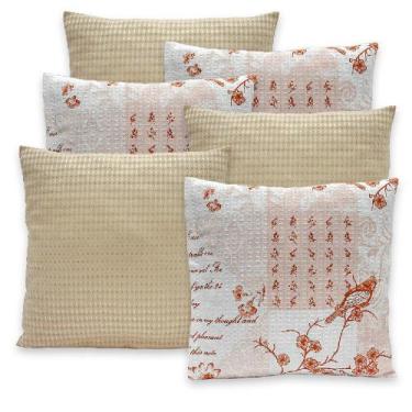 Imagem de Kit 6 Capas de Almofadas Lisa e Estampada 40x40 C/ Zíper Piquet Favinh