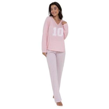 Imagem de Pijama Feminino Longo Pellin 210101 Estampado, G, Rosa