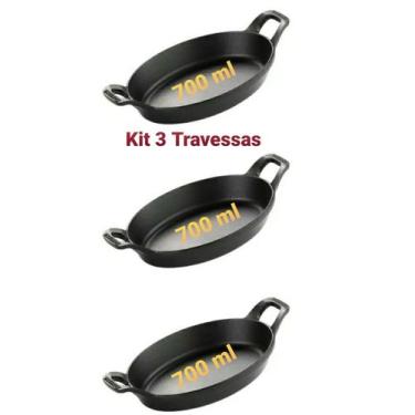 Imagem de Assadeira Travessa Pequena Ferro P/ Servir Porções Kit 3 Uni - Santana