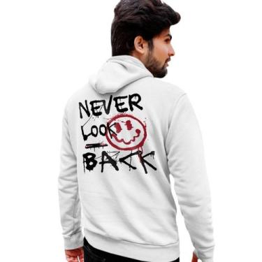 Imagem de Blusa Moletom Estampado Masculino em Algodão 30.1 Never Look Back Smil