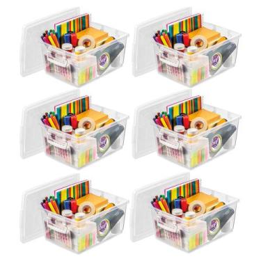 Imagem de Organizador Plastico Cristal Com Trava 4l Tampa Ordene Kit 6