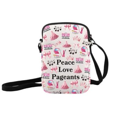 Imagem de JXGZSO Funny Pageant Queen Gift Beauty Pageant Gift Crown Crossbody Bag Peace Love Pageant Bolsa de ombro, Bolsa transversal Peace Love Pageants