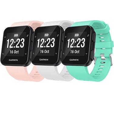 Imagem de Pulseira QGHXO para Garmin Forerunner 35/30, Silicone Macia com Aço Inoxidável, 22.5mm, Multicolor, A: Teal&WH&Pink