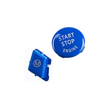 Imagem de CYCDIY Volante de carro azul M Modo alfabeto e parada de partida tampa do botão do motor substituir para chassis E Série 3 E90 E92 E93 M3 /1 Series E81 E82 E87 E88 /X1 E84