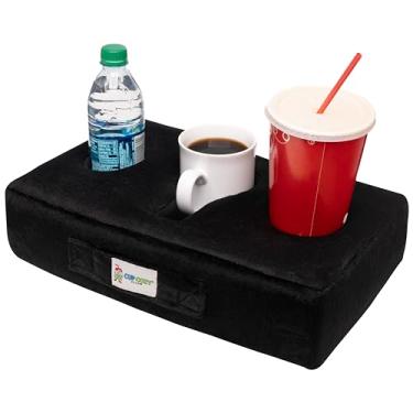 Imagem de O Cup Cozy Pillow cinza original - como visto na TV - o melhor suporte de copo do mundo para sofá/cama/carro para bebidas/lanches/controles remotos! (Preto)
