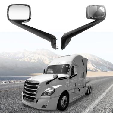 Imagem de CPOWACE Substituição do espelho do capô para Freightliner Cascadia 2018 +, acessórios elétricos para caminhões Freightliner Cascadia com aquecedor, cromado, lado do motorista e do passageiro