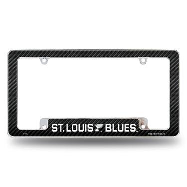 Imagem de Rico Industries Moldura de placa automotiva NHL St. Louis Blues preta 30,48 cm x 15,24 cm cromada para carro/caminhão/SUV