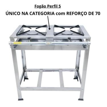 Imagem de Fogão Industrial Em Inox 2 Bocas 30X30 Alta Pressão - JME METAL