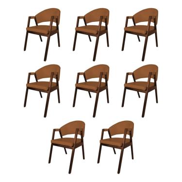 Imagem de Kit 8 Cadeiras De Jantar Madeira Maciça Mogno Premium Helen Facto Caramelo