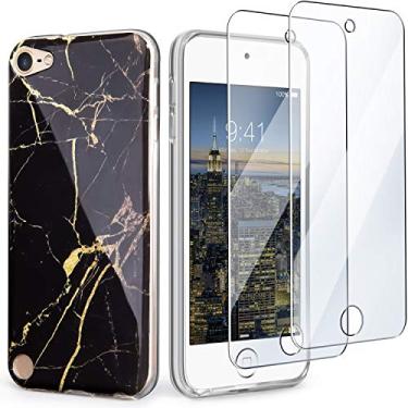 Imagem de Capa para iPod Touch 7ª geração com 2 protetores de tela, Capa para iPod Touch 6 iPod 5 da IDWELL, Capa protetora de TPU macia antiarranhões e flexível, Black Marble