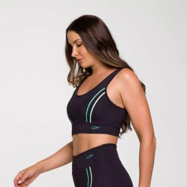 Imagem de Top Adrenaline Preto Poliamida com Estampa Verde Modelo Nada - LOT FIT