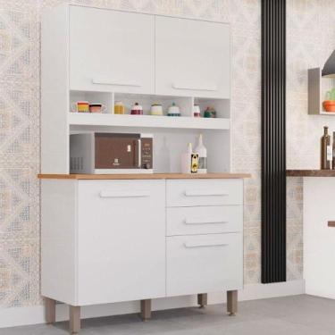 Imagem de Armário De Cozinha 4 Portas 2 Gavetas Sofia Plus Imop Móveis Branco Ne