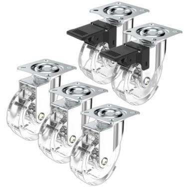 Imagem de (5pçs) Rodizio Rolamento Roda Gel 75mm (2 C/ Freio + 3 Sem) - SOPRANO