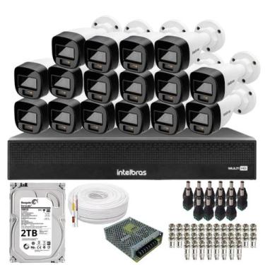 Imagem de Kit 16 Câmeras Intelbras 1120b Full Color, Dvr 16ch Mhdx 1016c Hd 2tb