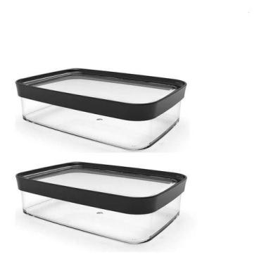 Imagem de Kit 2 Porta Frios Hermético 1100ml Presunto Queijo Mortadela - helsim,