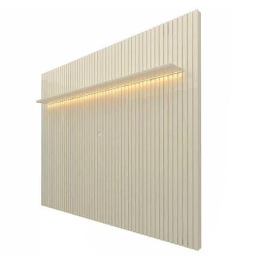 Imagem de Painel Ripado 230x250 Com LED Para TV 85 Polegadas Nobre Gelius Off Wh