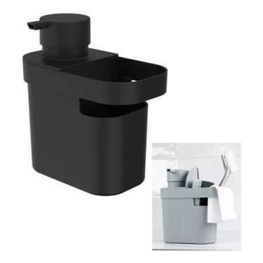 Imagem de Porta Detergente Esponja Organizador Pia Cozinha Dispenser - OU, Preto